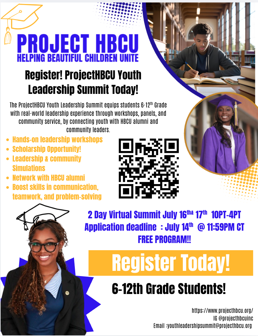 Project HBCU Youth Leadership Summit registration campaign graphic